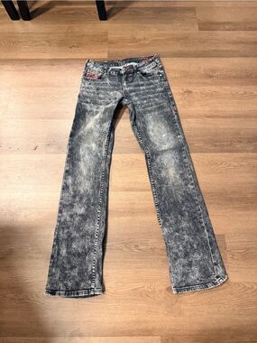 Cowgirl Tuff Black Acid Wash Jeans with Red Stitching